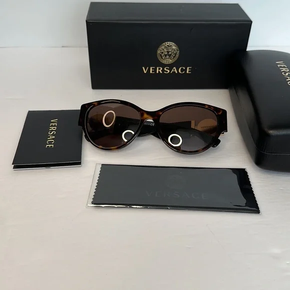 VERSACE Ladies Transparent Brown Cat-Eye Sunglasses